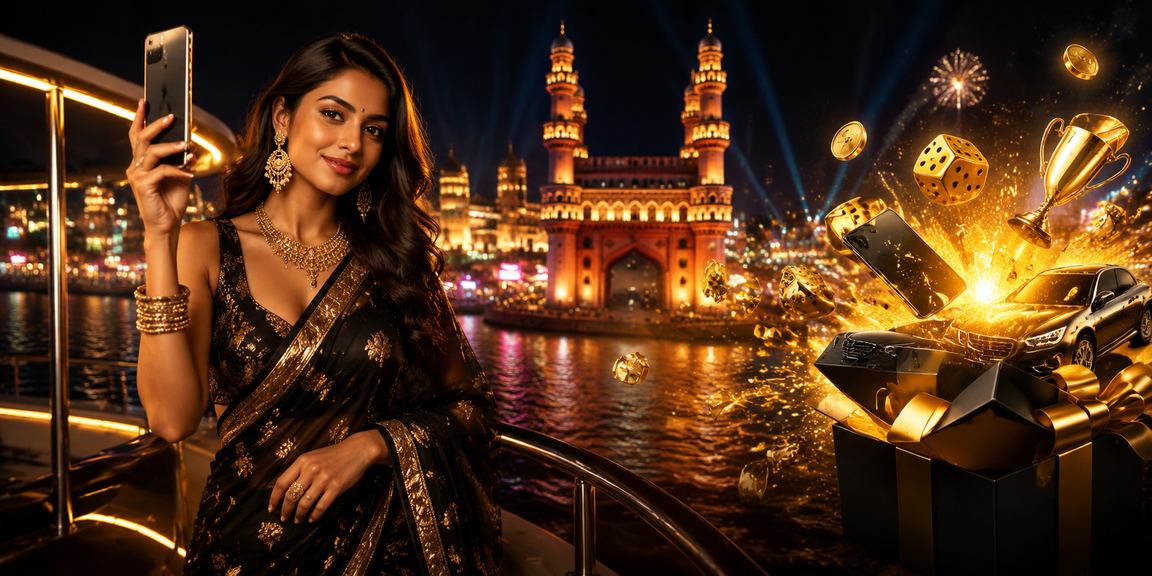 Mobile Teen Patti play under Hyderabad Charminar backdrop with Bollywood theme