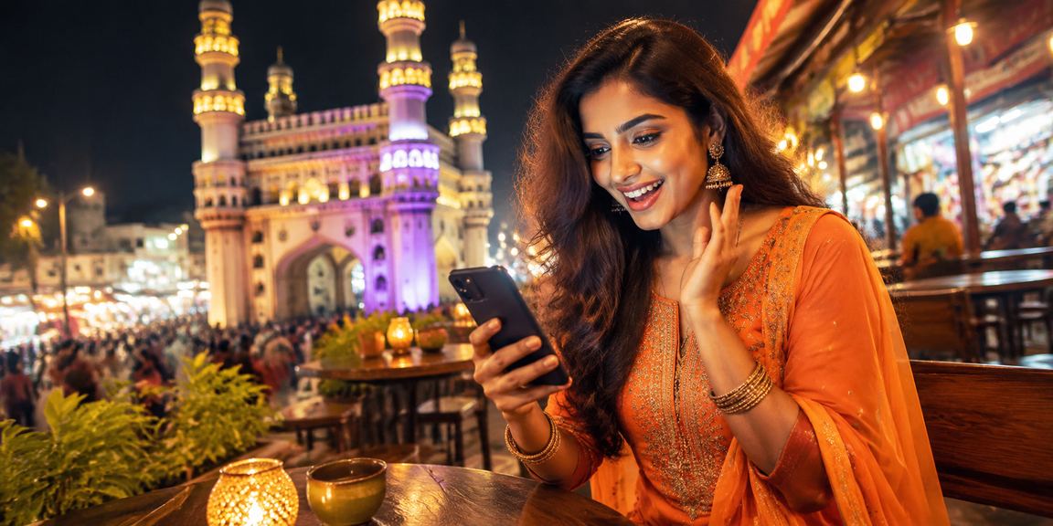 Joyful players registering and claiming bonuses in Hyderabad night market