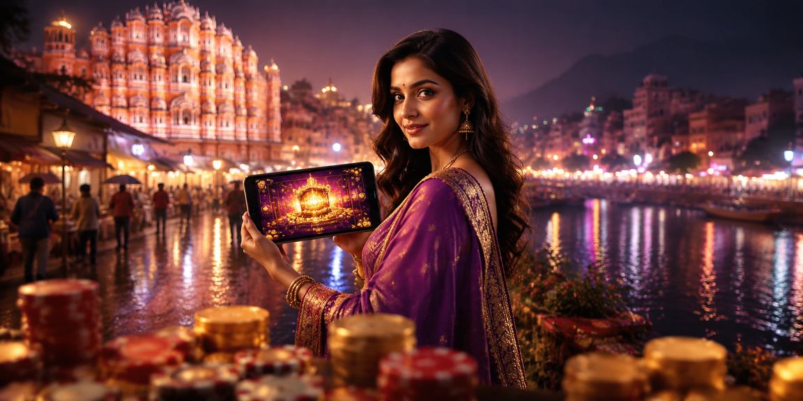 Night market with casino and betting scene in Jaipur