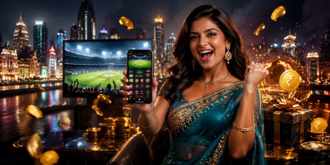 Woman playing live casino games on mobile in Mumbai wearing saree